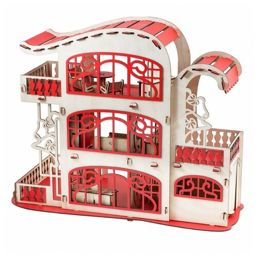 Кукольный домик Большой Слон Усадьба Милана красный с мебелью Большой Слон кукольный домик большой слон виктория д 014