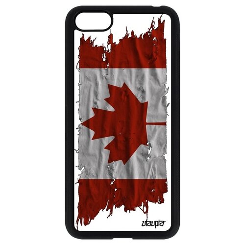 фото Ударопрочный чехол для мобильного // huawei y5 2018 // "флаг канады на ткани" стиль патриот, utaupia, белый