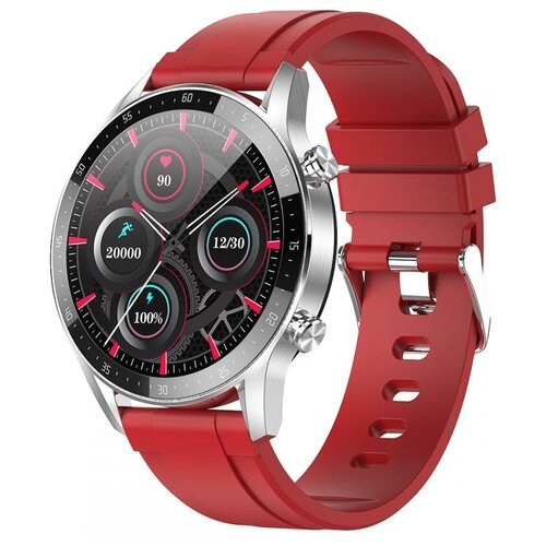 Умные часы KING WEAR LW08 красные для мужчин корпус металл серебро красный ремешок 549000₽