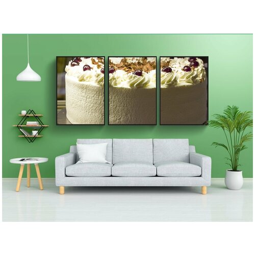 фото Набор модулных постеров для интерьера "шварцвальдский вишневый торт, торт, торты" 60x90 см. в тубусе, без рамки lotsprints