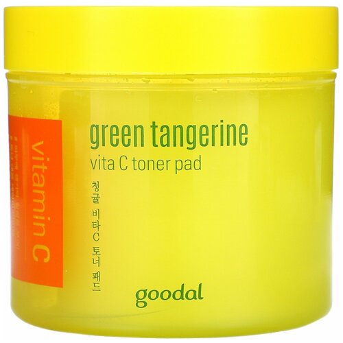 Goodal Тоник для лица пэды увлажняющие Green tangerine vita C toner pad+ с витамином С, 70 шт, Корейская косметика