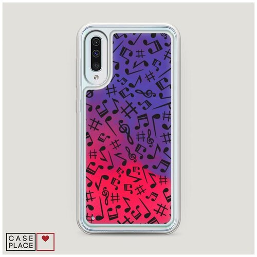 фото Чехол неоновый жидкий samsung galaxy a50 ноты фон черный case place