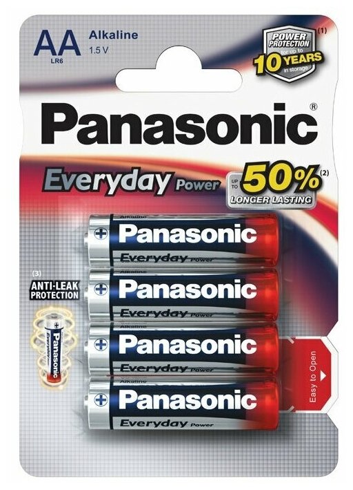 Элементы питания щелочные Everyday Power AAA (4 шт.) Panasonic, Япония