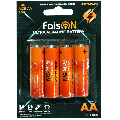 Батарейка FaisON Ultra Alkaline,LR6-4BL,1.5B,AA ,FS-B-1086(4 шт.)