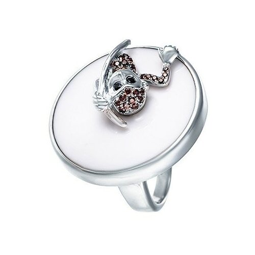 Кольцо JV, серебро, 925 проба, агат, фианит, размер 17.75 серебряное кольцо с кубическим цирконием агатом