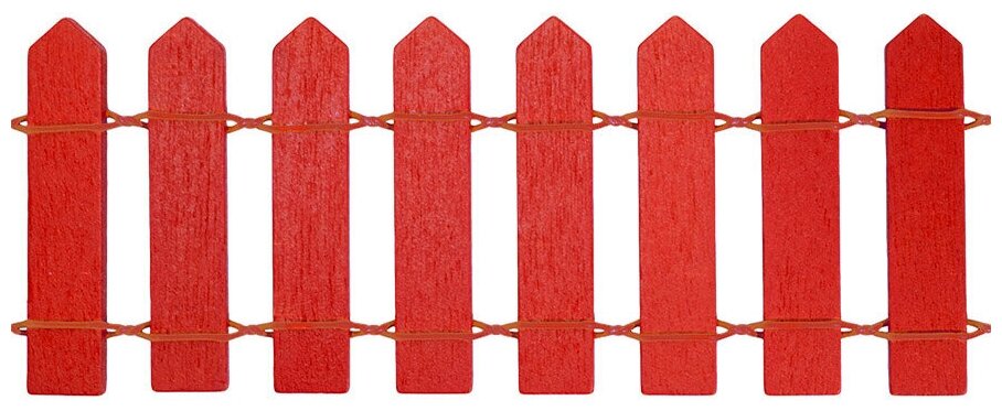 Заборчик декоративный для рукоделия деревянный 900x45 мм красный / Украшение для декора миниатюра кукольная забор 1шт