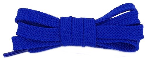 Плоские шнурки с крупным плетением 120см широкие 10 мм - синий сапфир