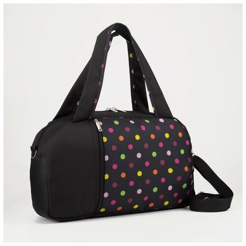 фото Сумка спортивная на молнии, наружный карман, цвет чёрный/белый inhome