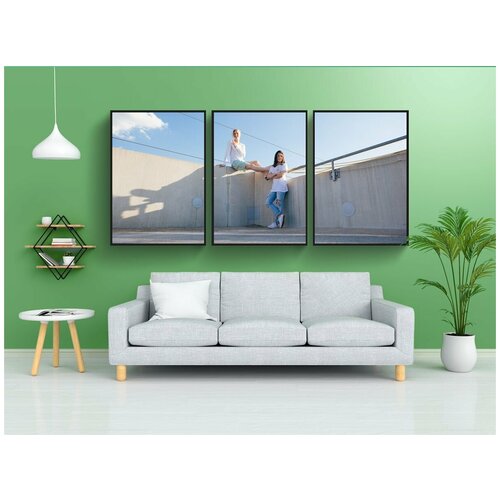 фото Набор модулных постеров для интерьера "на крыше, люди, группа" 60x90 см. в тубусе, без рамки lotsprints