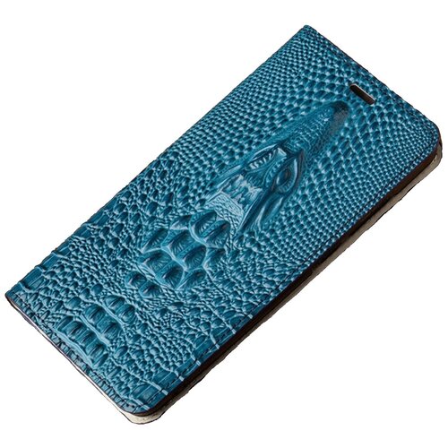 фото Чехол-книжка mypads premium для iphone 7 4.7 / iphone 8 / iphone se 2 (2020) из натуральной кожи с объёмным 3d рельефом головы кожи крокодила роскошный эксклюзивный синий