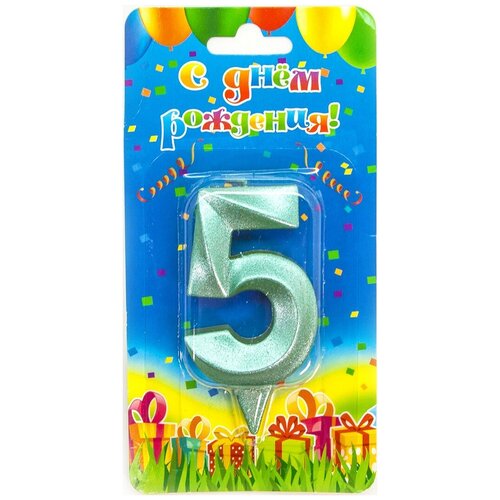 фото Свеча цифра, 5 грани, тиффани, 7 см, 1 шт. дон баллон