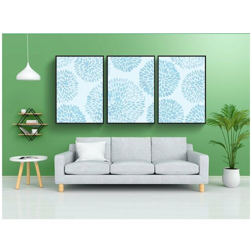 фото Набор модулных постеров для интерьера "синий, синие пятна, место" 60x90 см. в тубусе, без рамки lotsprints