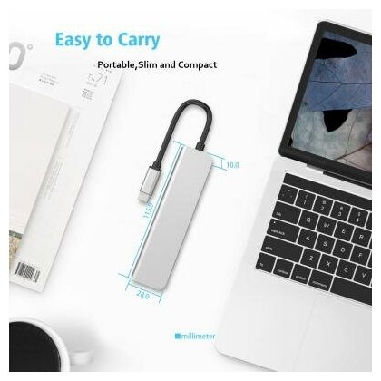 VCOM Telecom Концентратор USB Type-C VCOM Telecom CU4371 2 х USB 30 USB Type-C SD HDMI серебристый