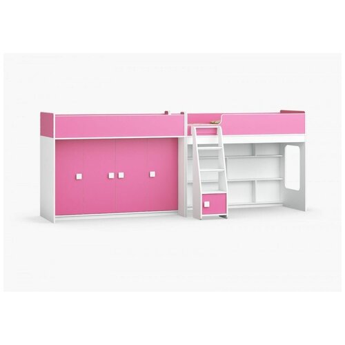 фото Adeta кровать-чердак катри розовый