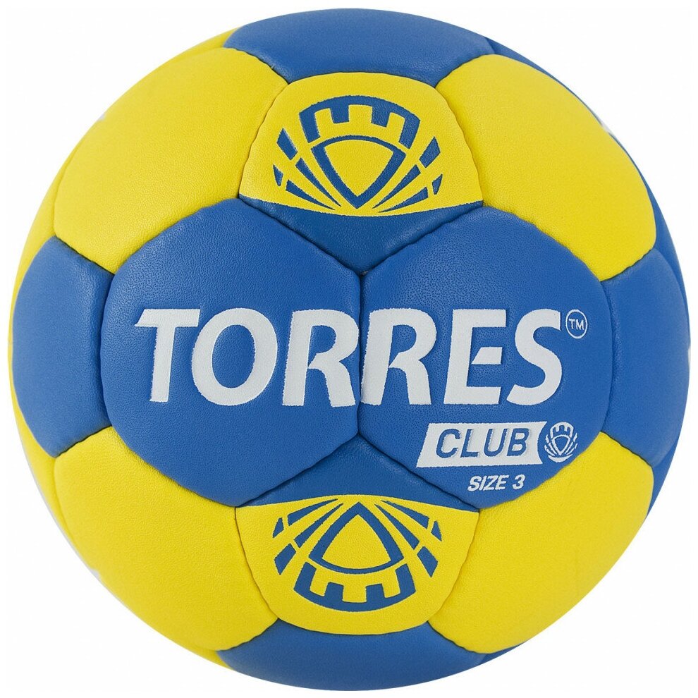 Мяч ганд. "TORRES Club" арт. H32143, р.3, ПУ, 5 подкл. слоев, сине-желтый