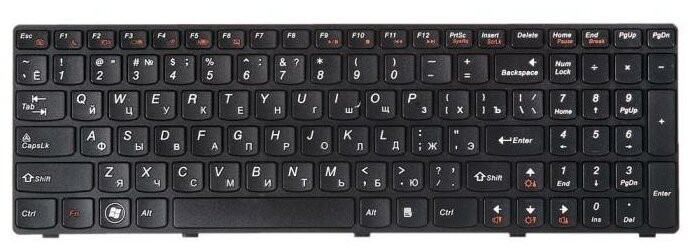 Клавиатура для Lenovo Z570, B570, B590, V570, Z575 (25-012459) (25-013347) (25013375) Black, black frame, гор. Enter ZeepDeep