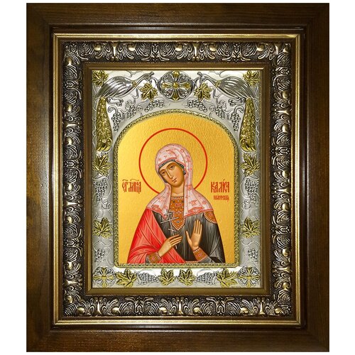 Икона Калиса Коринфская, 14х18 см, в окладе и киоте рукописная икона святая калиса
