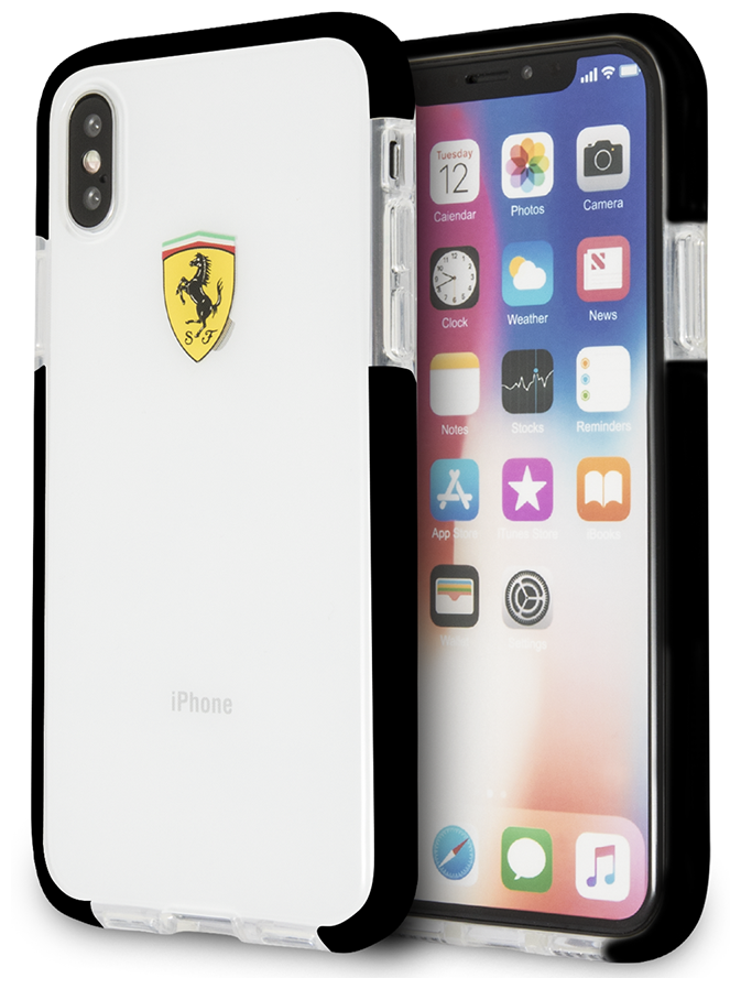 Чехол CG Mobile Ferrari On-Track Shockproof Hard TPU для iPhone X/XS, цвет Черный/Прозрачный (FEGLHCPXBK)