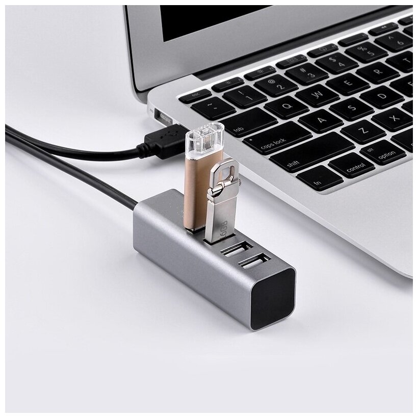 Переходник USB- хаб HOCO HB1 4 порта серебристый