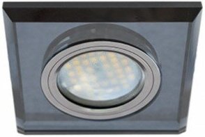 Светильник встраиваемый Ecola MR16 DL1651 GU5.3 Glass Стекло Квадрат скошенный край Черный / Черный хром 25x90x90 FB1651EFF