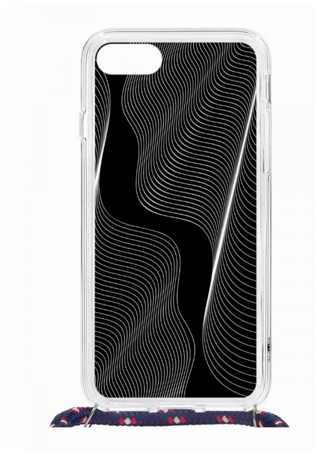 Чехол для Apple iPhone 7/8/SE Kruche Print MagSafe Magrope Line black,пластиковая накладка со шнурком и рисунком,противоударный силиконовый бампер