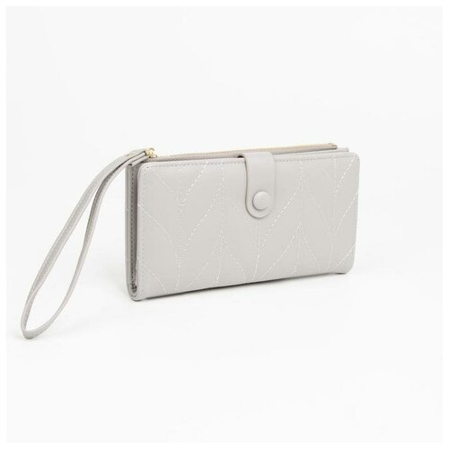 фото Кошелёк на кнопке, с ручкой, цвет серый