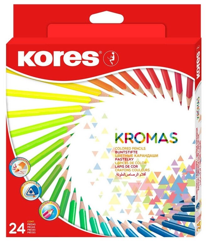 Карандаши цветные 24цв 3-гран Kores Kromas 93392