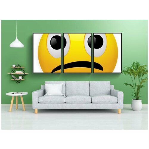фото Набор модулных постеров для интерьера "хмурый, смайлик, смайлы" 60x90 см. в тубусе, без рамки lotsprints