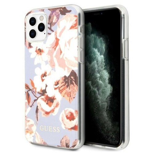 фото Чехол cg mobile guess flower tpu/pc hard shiny n.2 для iphone 11 pro, цвет сиреневый (guhcn58imlfl02)