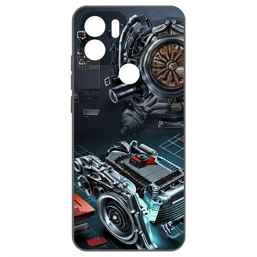 Чехол-накладка Krutoff Soft Case Моторы для Xiaomi Poco C51 черный