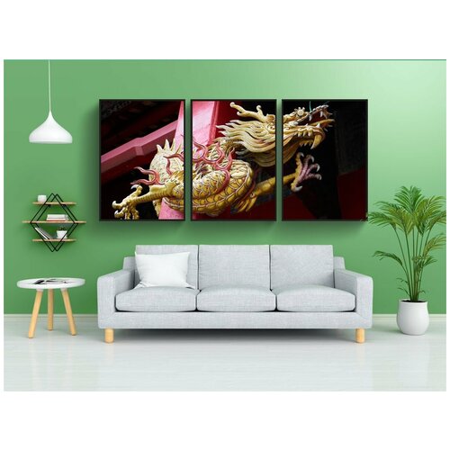 фото Набор модулных постеров для интерьера "дракон, красный, скульптура" 60x90 см. в тубусе, без рамки lotsprints