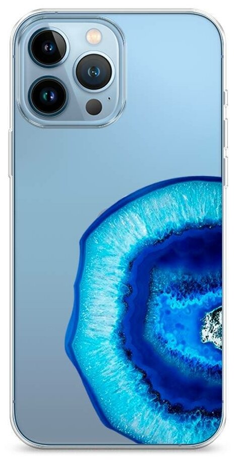 Силиконовый чехол "Голубой минерал" на Apple iPhone 13 Pro Max / Айфон 13 Про Макс