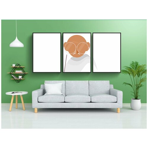 фото Набор модулных постеров для интерьера "ганди, бапу, индия" 60x90 см. в тубусе, без рамки lotsprints