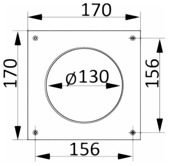 Накладка торцевая 170х170 для воздуховода D125 12,5НКП ERA - фотография № 6