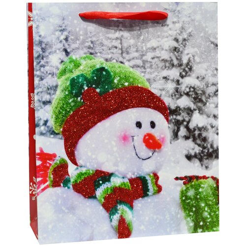 фото Пакет подарочный, веселый снеговик, с блестками, 40*31*12 см, 1 шт. дон баллон