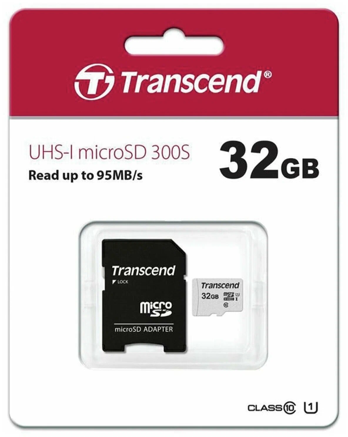 Флеш карта Micro SecureDigital 32Gb Transcend TS32GUSD300S-A {MicroSDHC Class 10 UHS-I, SD adapter}