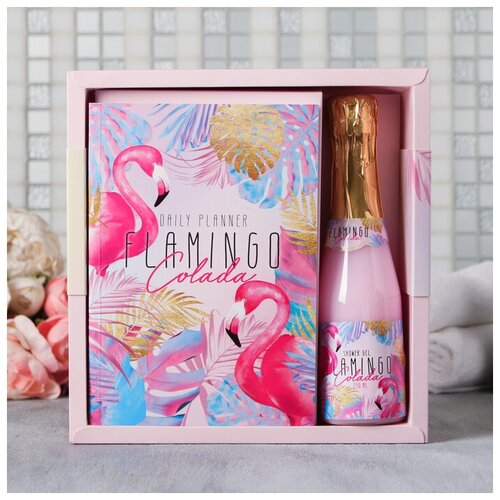 фото Подарочный набор ежедневник а5, 80 листов и шампанское гель для душа flamingo colada newstory