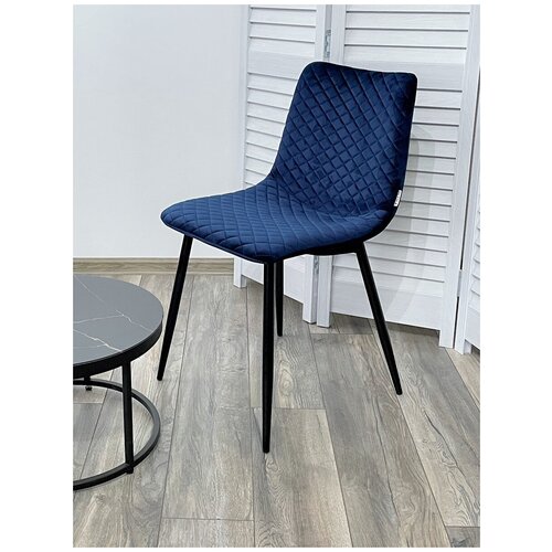 фото Стул tintin ( 4 шт. ) мягкий, для кухни, для гостиной, велюр, цвет - темно-синий, на черном металлическом каркасе, со спинкой / bluvel-86 / (м сити) m-city m city