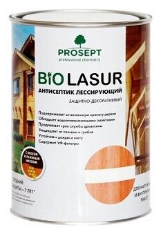 Антисептик Лессирующий Prosept Bio Lasur 9л Бесцветный для Древесины, Полуматовый, Служба до 7 Лет / Просепт Био Лазурь*