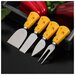 Ножи для нарезки сыра «Пармезан», 4 предмета, 19 см, цвет жёлтый