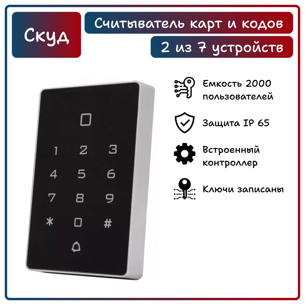 Комплект системы контроля доступа СКУД "LITE" с электромагнитным замком на 180 кг и кодовой панелью, с 5 записанными ключами Em-Marine, блок питания — фото 3