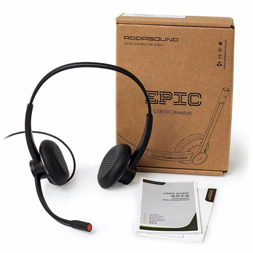 Наушники с микрофоном для компьютера Addasound Epic 512, USB-A, UC, цвет черно-серый (ADD-EPIC-512)