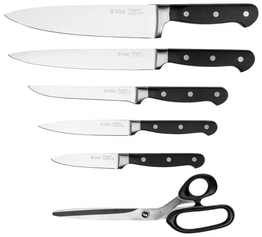 Набор Taller Langford, 5 ножей, ножницы и подставка - фотография № 14