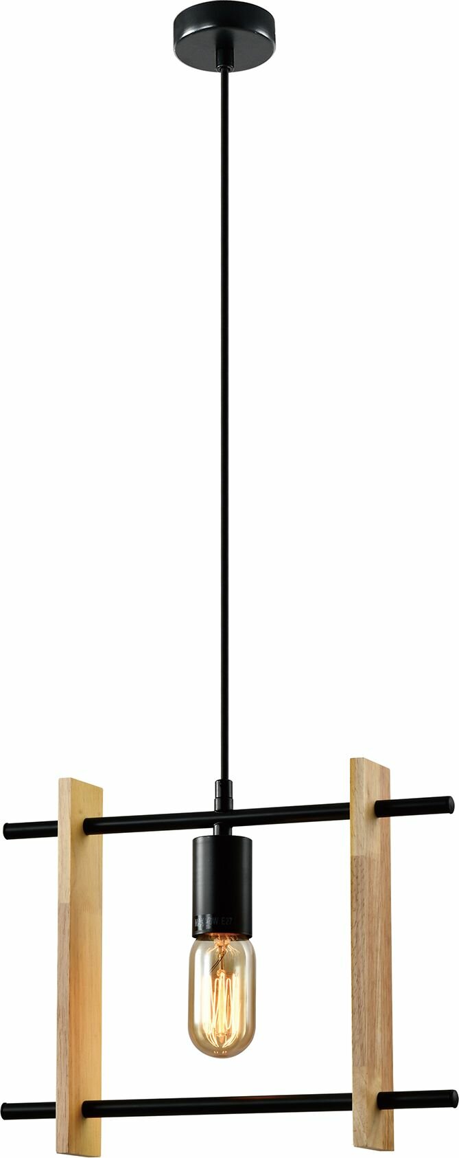 Светильник подвесной Rivoli Elizabeth черный, светлое дерево