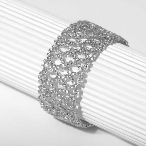 фото Браслет queen fair, стразы, размер 19 см, белый, серебряный