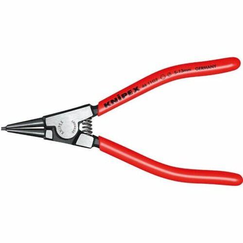 прецизионные щипцы для внешних стопорных колец на валах knipex kn 4911a4 Щипцы для внешних стопорных колец, прямые губки, посадочный размер d 5 - 13 мм, d наконечников d 1.8 мм, 140 мм, чёрные, 1К ручки