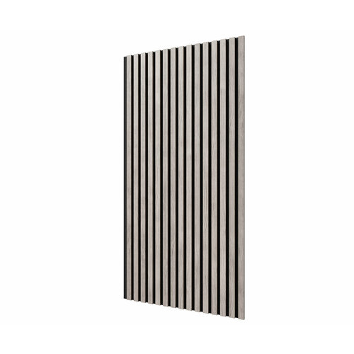 Акустическая панель, черный войлок, 1200х600х19мм, рейки МДФ цвет - дуб старинный светло-серый. Панель АCUSTICA. Cosca Decor