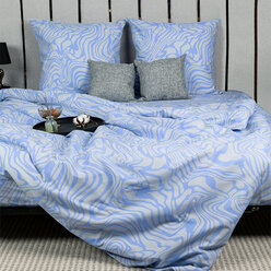Постельное белье 2 спальное / Комплект постельного белья 2-спальный с Евро простыней Galtex Комфорт компаньон: Вивьен сине-фиолетовый
