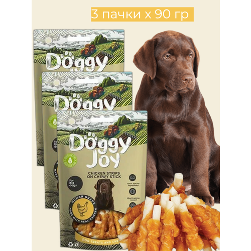 Doggy Joy Куриные полоски на жевательной палочке 3 шт