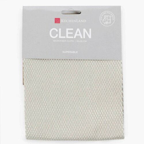 Тряпка для стеклапластиказеркал 35x35 см микрофибра Рыбья чешуя серо-бежевая Clean 149₽